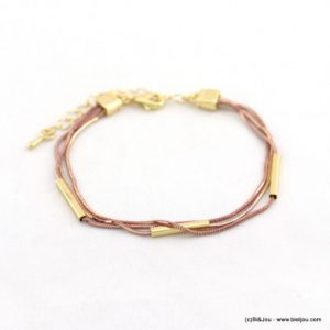 bracelet multi-brins chaîne maille serpent bicolore tubes métal