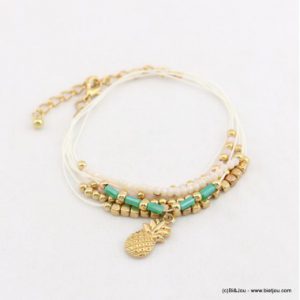 bracelet femme multi-tours pendentif ananas 