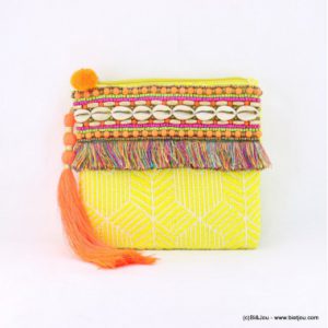 Pochette vintage coquillage pompon