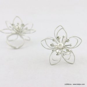 bague fleur perle synthétique