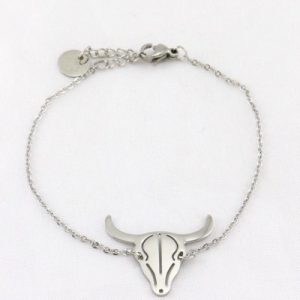 Bracelet en acier : tête de taureau