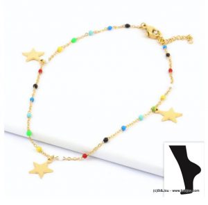 Bracelet de cheville en acier inoxydable et pendentifs étoiles Parissima