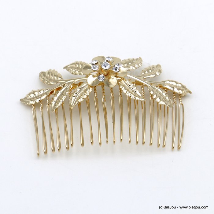 peigne cheveux mariage bijou de tête fleur feuille métal doré strass femme accessoires pour cheveux tendance