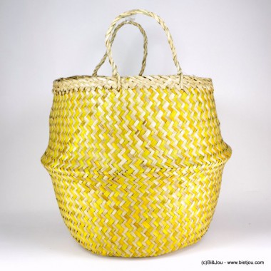 Panier en herbier marin teint en jaune