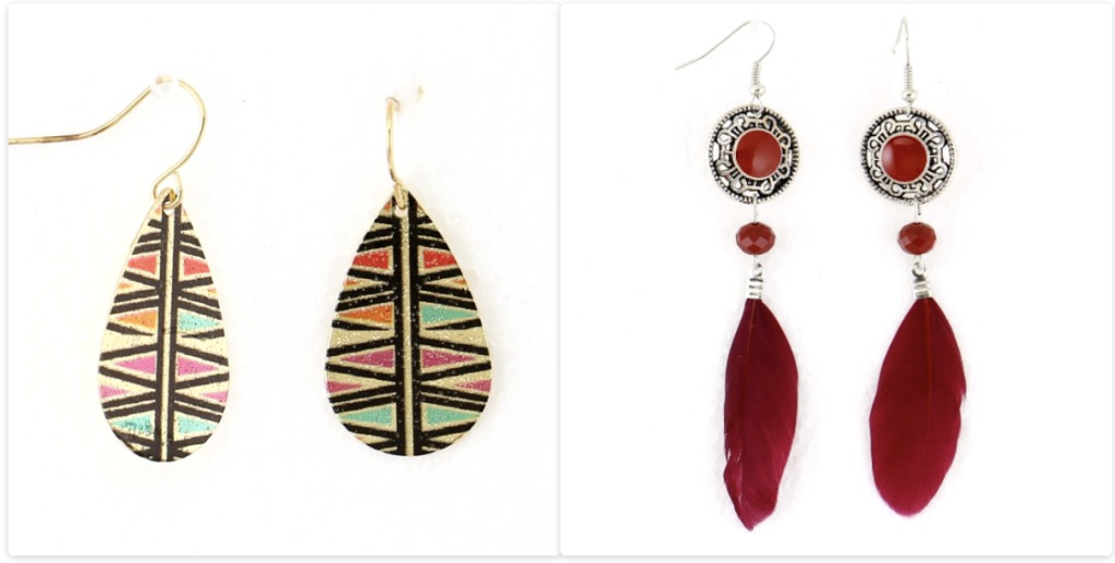 Exemple de boucles d'oreilles de type  boho-chic