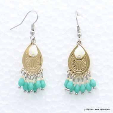 Boucles d'oreilles pendantes avec perles turquoises