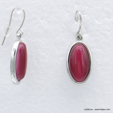 Boucles d'oreilles oeil de chat fuschia