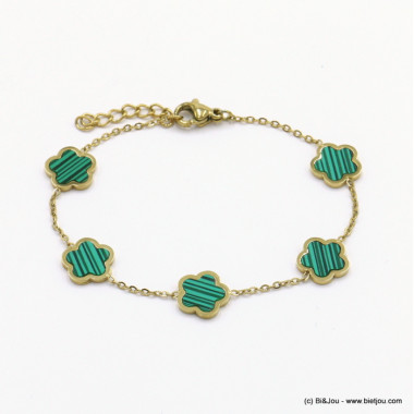 Bracelet chaîne et trèfles couleur verte Parissima