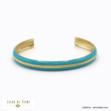 Bracelet Parissima en acier inoxydable doré et émail turquoise