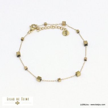 Bracelet en acier inoxydable avec perles carrées