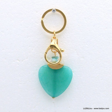 Bijou de sac forme coeur en pierre bleue turquoise