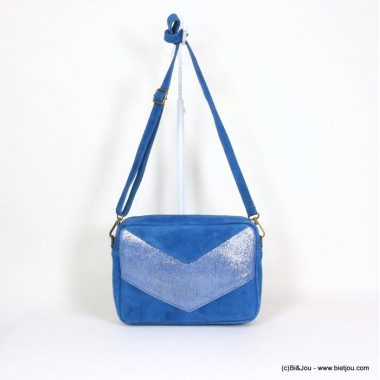 Sac en cuir véritable bleu