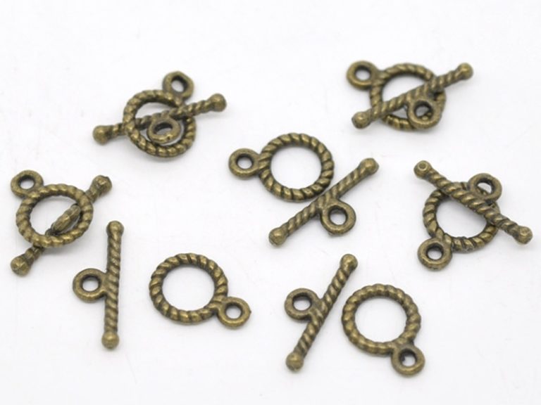 5 Sets De Fermoirs T (Toogle) En Laiton Argenté - 10x13 Mm - Pour Bijoux DIY